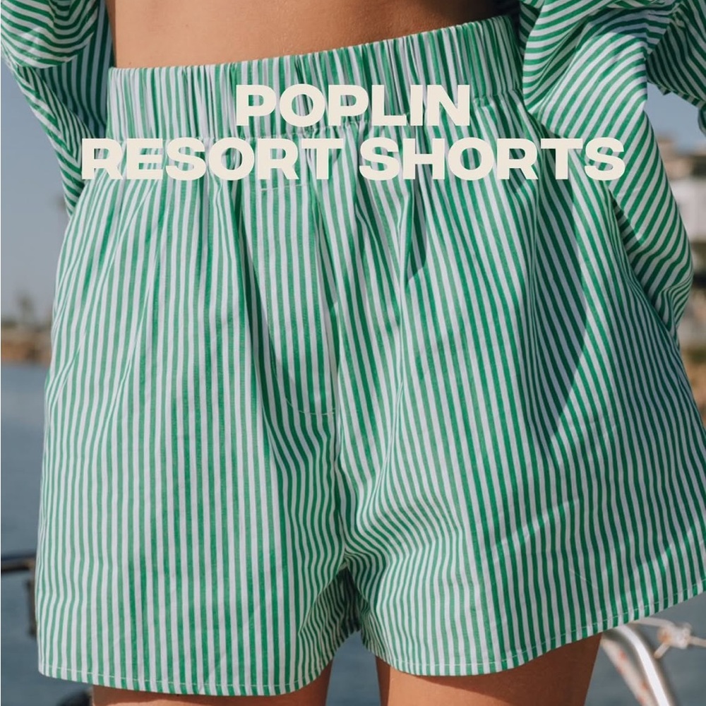 Daily Drills Women's Green Striped Poplin Shorts